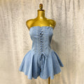 summer new european and american sexy fashion bandeau denim jumpsuit with straps and wide leg shorts for women