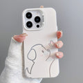 Couple cat & dog catching butterfly design iphone 18 pro max case - gradient color silver iphone 17 hard case