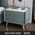 Modern minimalist bedroom nightstand - microfiber leather, sintered stone top, solid wood frame, new design with drawer storage, smart enabled