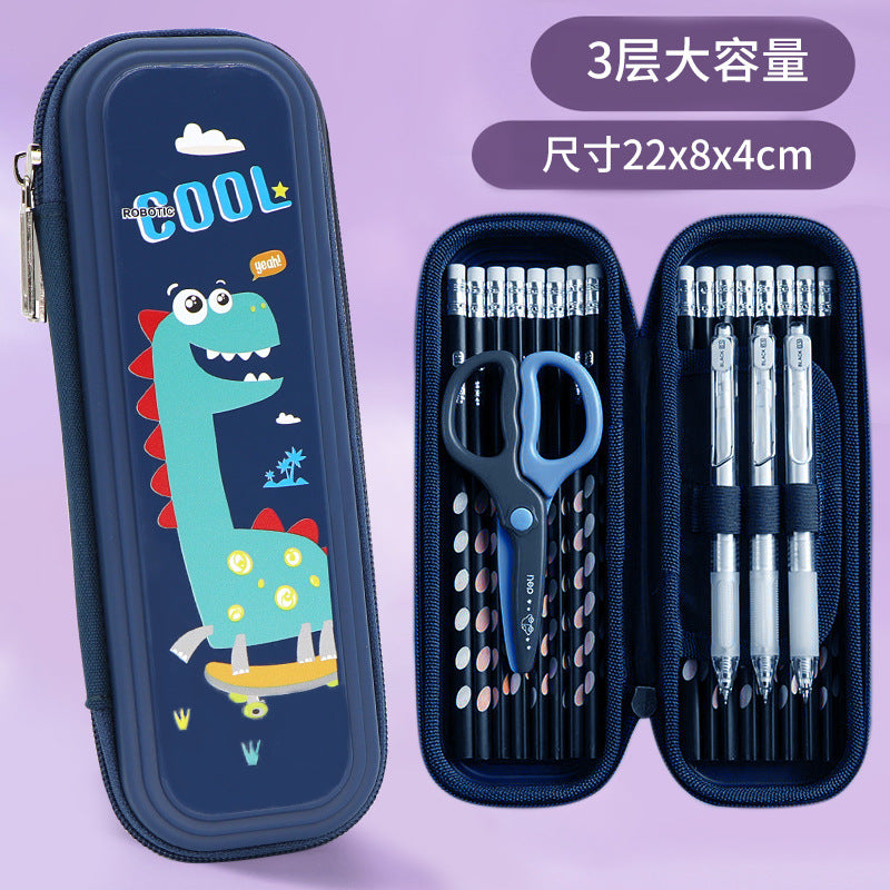 School season pencil case cartoon panda stationery case large capacity primary and secondary school students cute pencil case 2024 new pencil case
