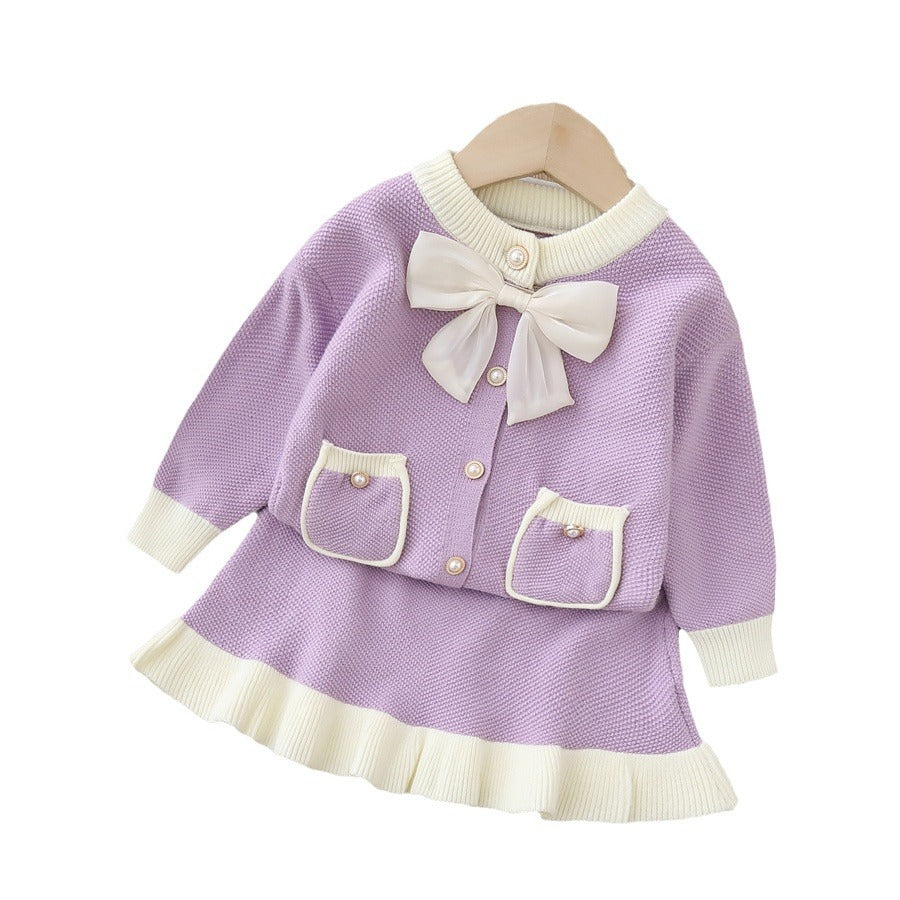 Girls' sweater cardigan set - new autumn  collection - chanel-inspired two-piece outfit for little girls
