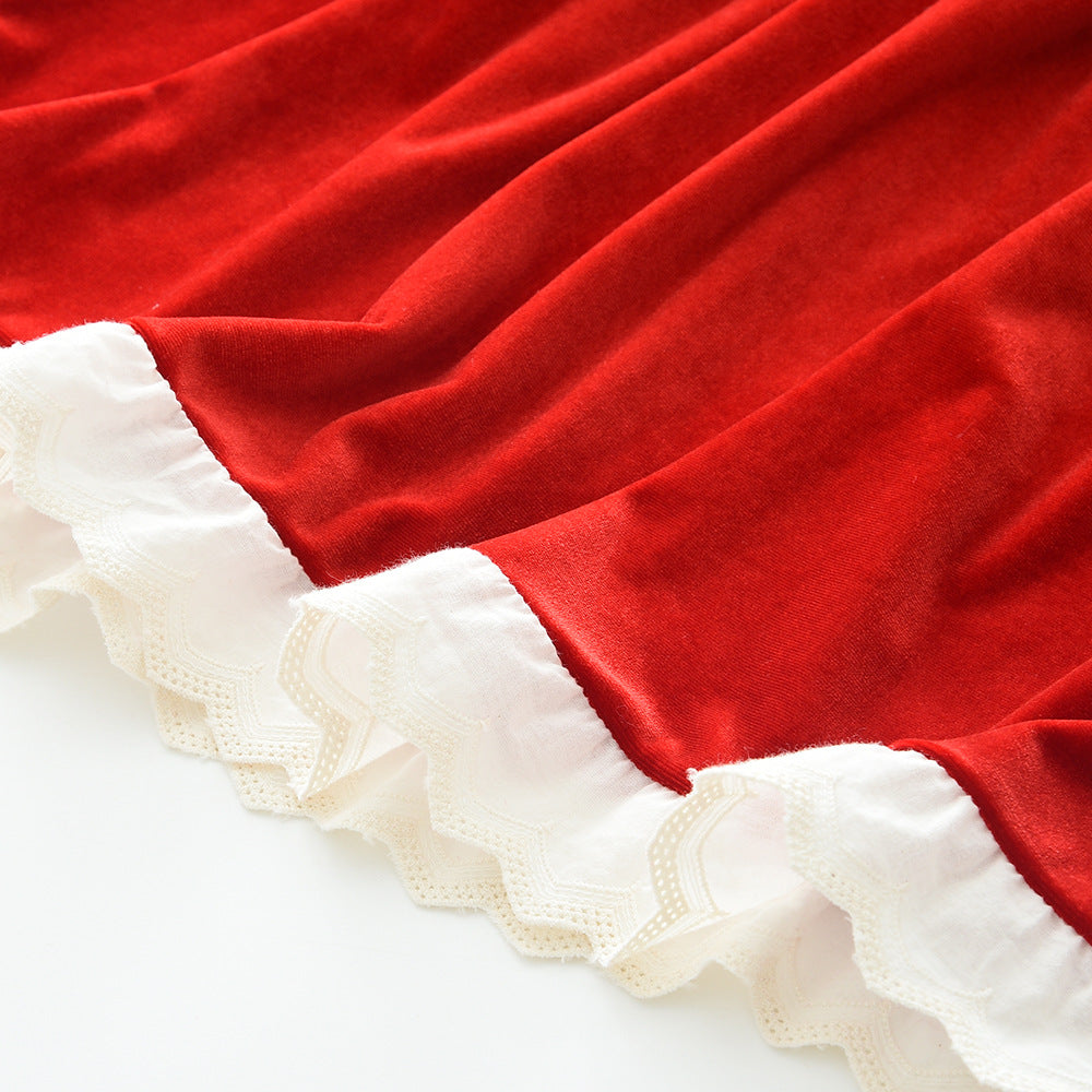 Girls' autumn/winter new arrival: elegant lace collar dress - christmas party dress, vintage lace trim princess dress