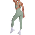 Cloud-feel one-shoulder backless sports bra set - high-waisted, butt-lifting, compression yoga outfit - quick-dry running & fitness set for women