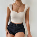 New arrivalsummer hot girl waffle grids square neck short vest fashionexportbackless wide shoulder strap exposed navel tops for women