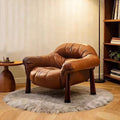 Designer chair retro medieval style italian first layer real cowhide lazy lounge chair living room balcony casual single sofa
