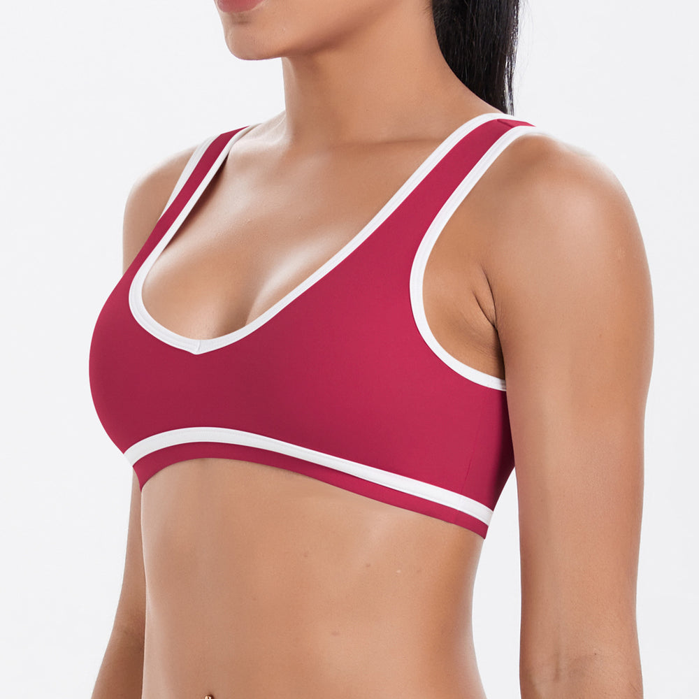New arrival cross-border double-sided brushed color matching tight breathable beautiful back sports bra running fitness yoga weartops women