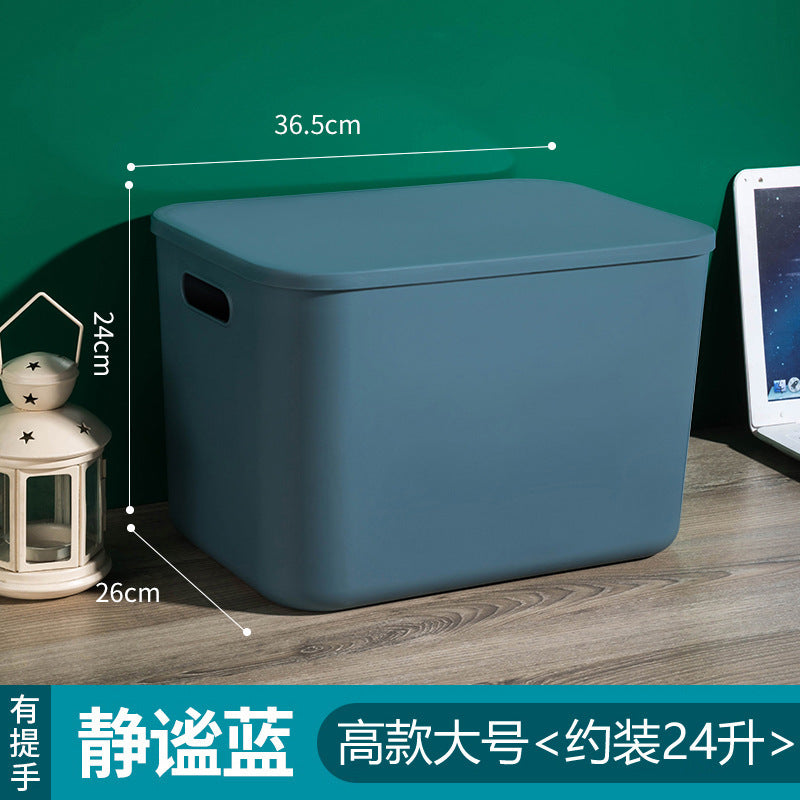 Household contrasting color storage box, wardrobe clothes sorting box with lid, large storage basket, sundries storage box, plastic.