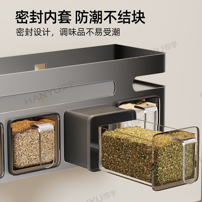 Kitchen seasoning rack No punching Wall hanging Multifunctional seasoning combination set Seasoning box can Kitchen household