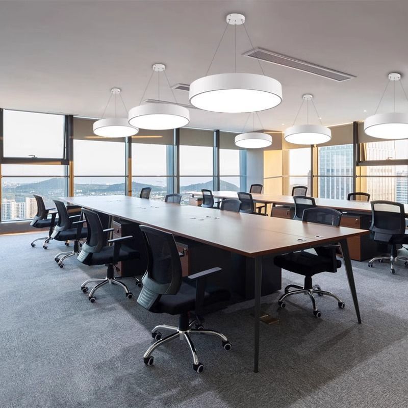 Led round ring pendant light - industrial style lighting fixture for office, gym, store, and hallway