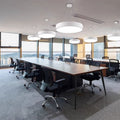 Led round ring pendant light - industrial style lighting fixture for office, gym, store, and hallway