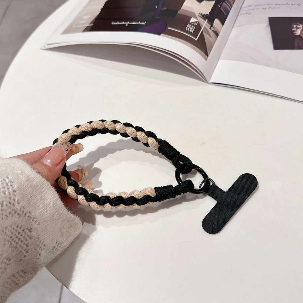 Colorful braided rope mobile phone creative short lanyard wrist nylon accessories satchel twist hanging ornaments cartoon finger ring