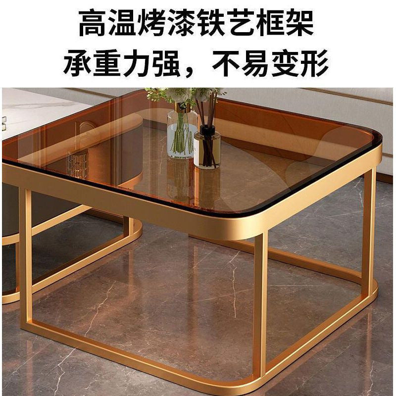 Rock slab coffee table accessible luxury modern casual square small apartment popular living room for home glass new arrival marble table