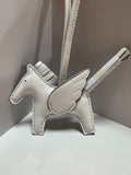 Pony pendant hand-stitched real goatskin angel pegasus keychain platinum bag pendant new arrival creative car pendant