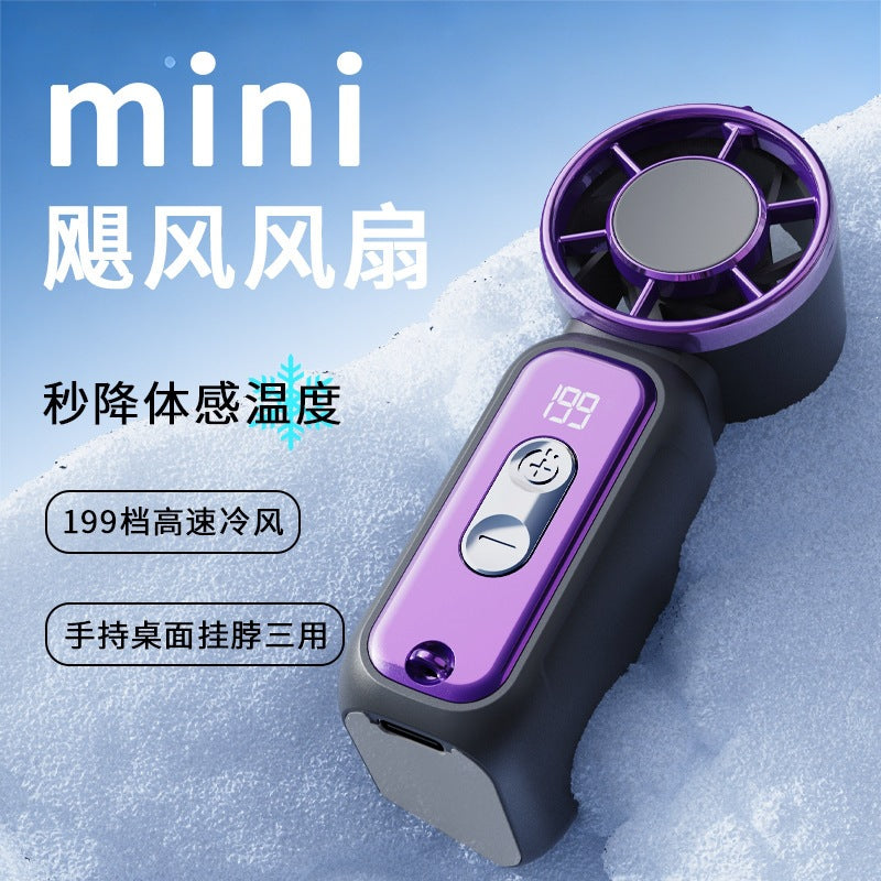 2026 cross-border df97 handheld small fan usb handheld hanging neck three-purpose charging turbine violent mini fan