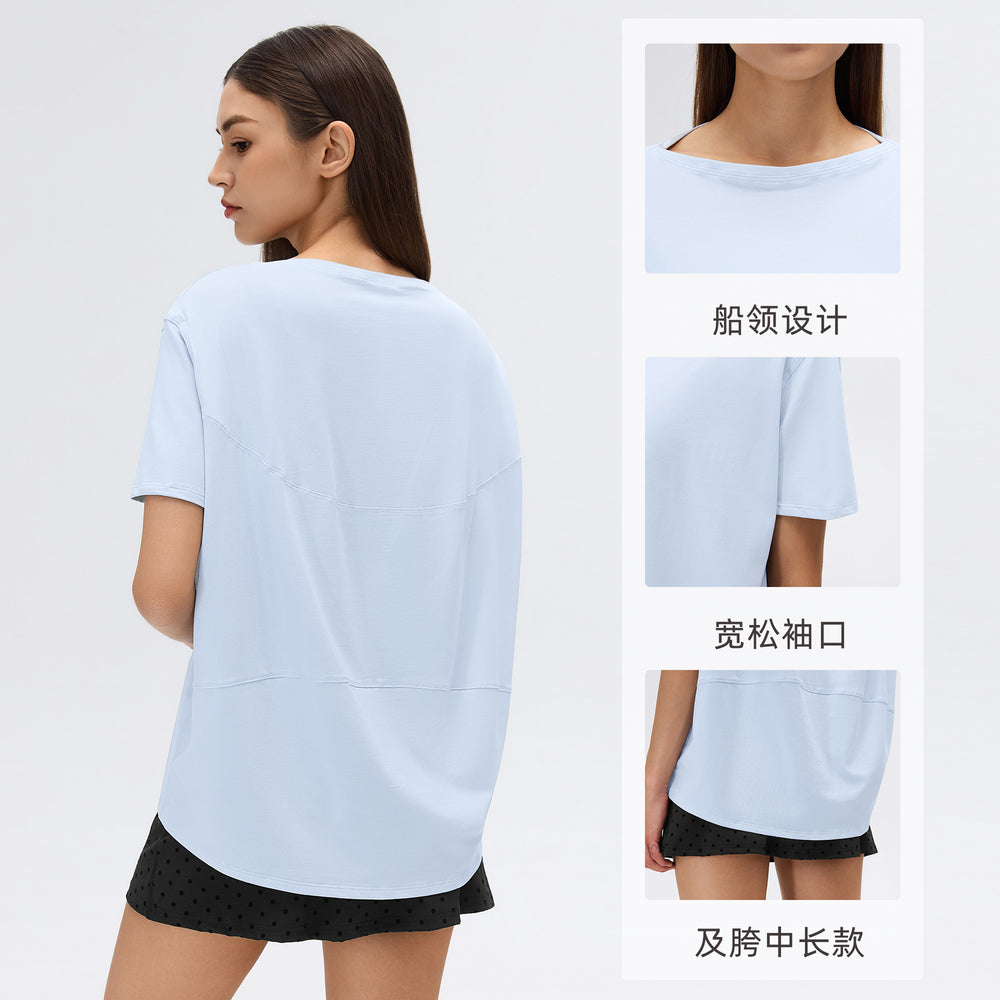 Women's yoga cover-up: lightweight, loose-fit short sleeve tee for summer - perfect for outdoor sports, casual wear, and versatile styling (d26082)