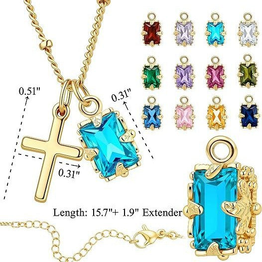 Amazon cross-border water drop birthstone fashionclassy sense casual design elegance clavicle necklace summer clavicle chain