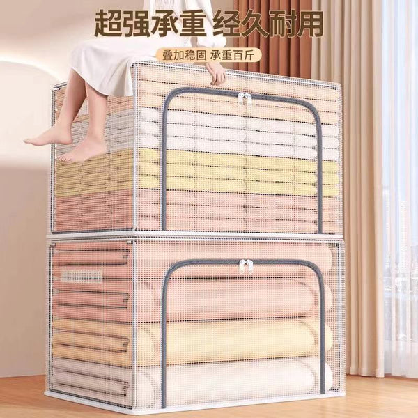 Transparent storage box large, clothes pants folding storage box nylon waterproof, grid clothes finishing box wholesale