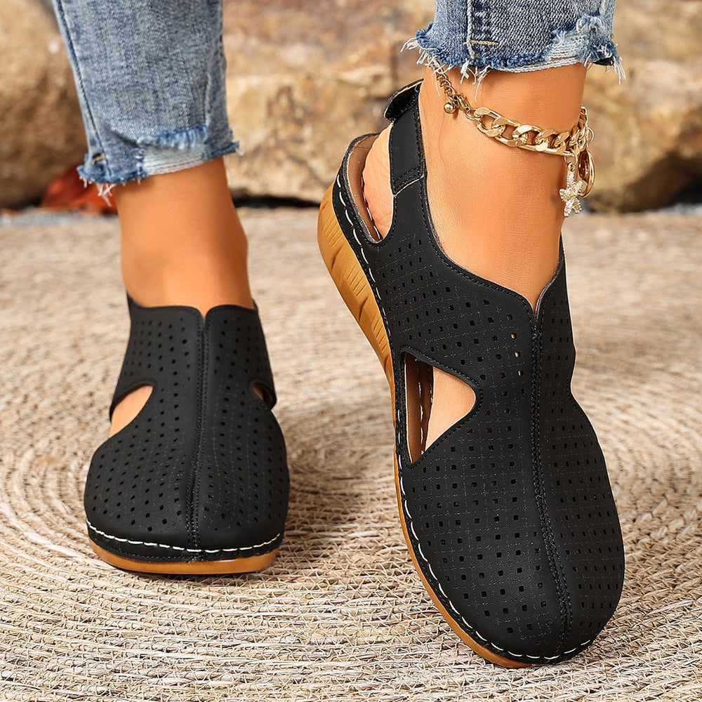 Exportfashionplus sizesummernew arrivalcasualcut outvelcro strap wedge heel fish mouth sewing toe cap sandals