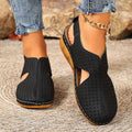 Exportfashionplus sizesummernew arrivalcasualcut outvelcro strap wedge heel fish mouth sewing toe cap sandals
