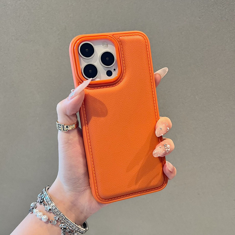 Suitable for apple 17promax chanel drum bag protective cover pure color leather texture iphone16 soft touch mobile phone case