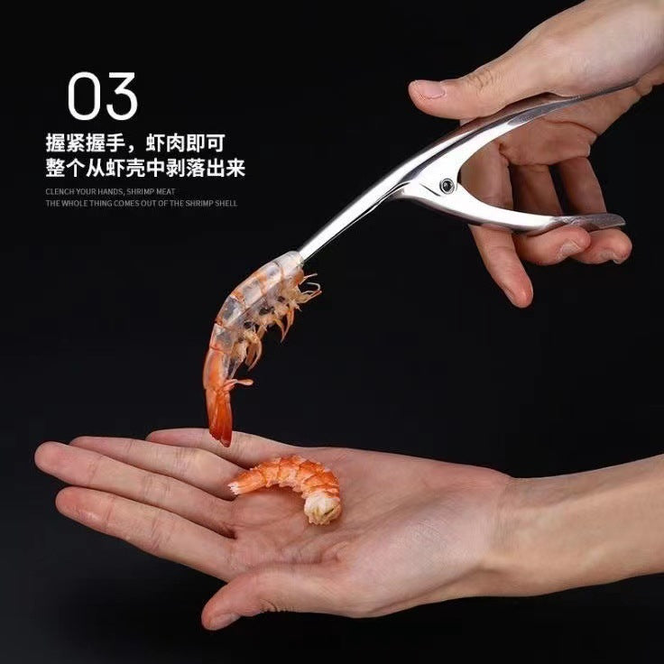 Stainless steel shrimp deveiner & shucker - kitchen gadget for removing veins, shelling, and backing shrimp