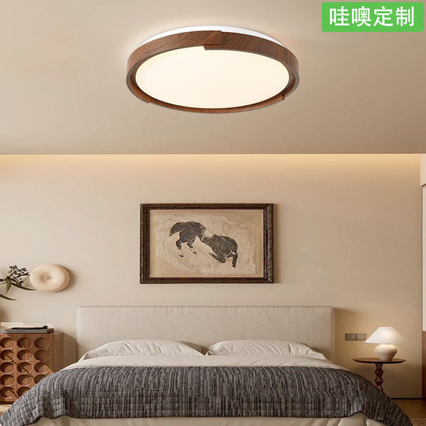 [Wow] Medieval eye protection ceiling light, simple Nordic walnut wabi sandy wind, American retro home super bright