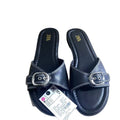 Za 2025 summer new women's flat sandals - leather strap outdoor sandals - black one-strap versatile sandals