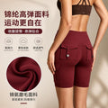 Amazon five-point brushed tight yoga shorts for women, high waist, tummy control, fitness pants, butt lift, running sports shorts for women