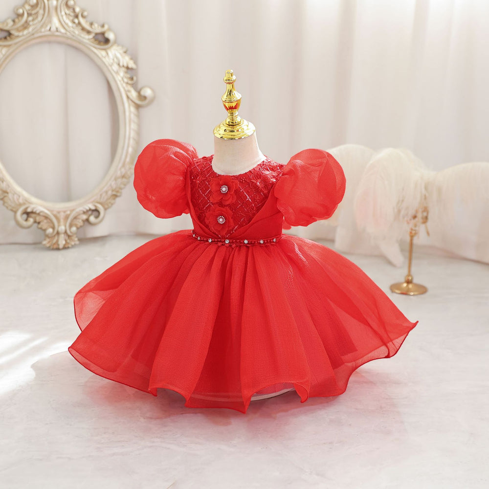 New arrival: girls' export-grade formal dress - bubble sleeve wedding gown, princess dress, birthday party dress, kids' dress