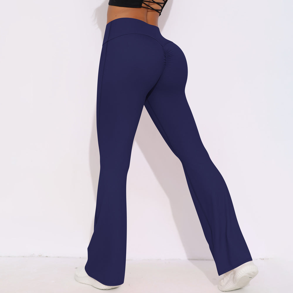 Fashion nude wide leg tight yoga pants high waist hip lifting quick drying micro flared pants casual sports fitness pants flare pants