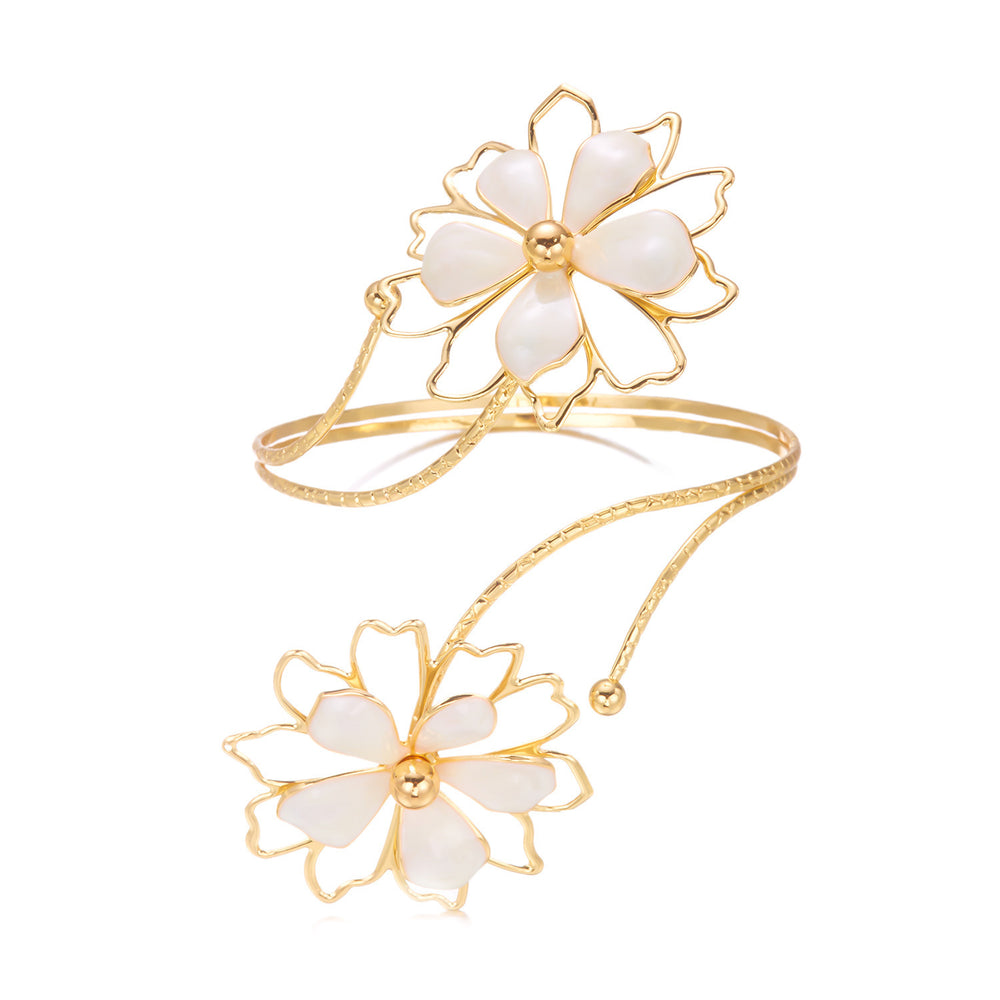 Fashion armband fashioncut out dripping oil flower bracelet asymmetrical leaf entangled stylish open hand jewelry for women wholesale