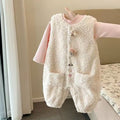 Winter baby outfit set - new girls' overalls two-piece set - autumn/winter romper - fleece-lined baby crawling suit