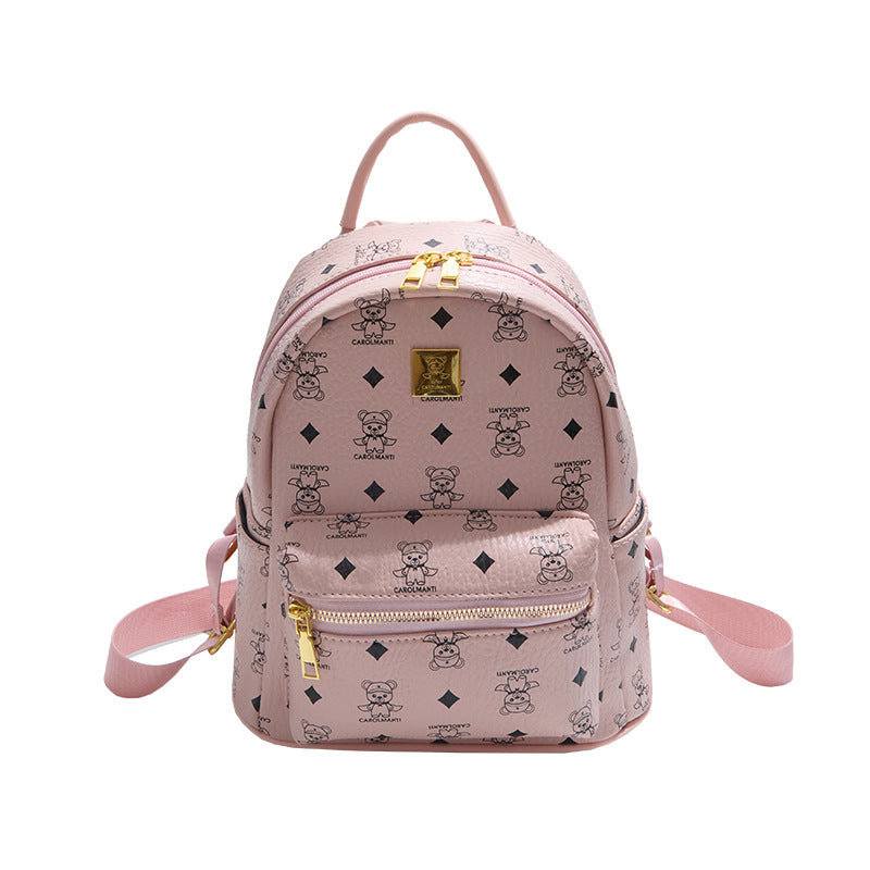 popular cute bearprinting women's backpack, large-capacity fashion mini backpack for students