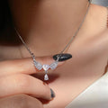 New arrival cross-border jewelry european and american diamond-encrusted acrylic pendant simple and versatile alloy angel wings necklace for women