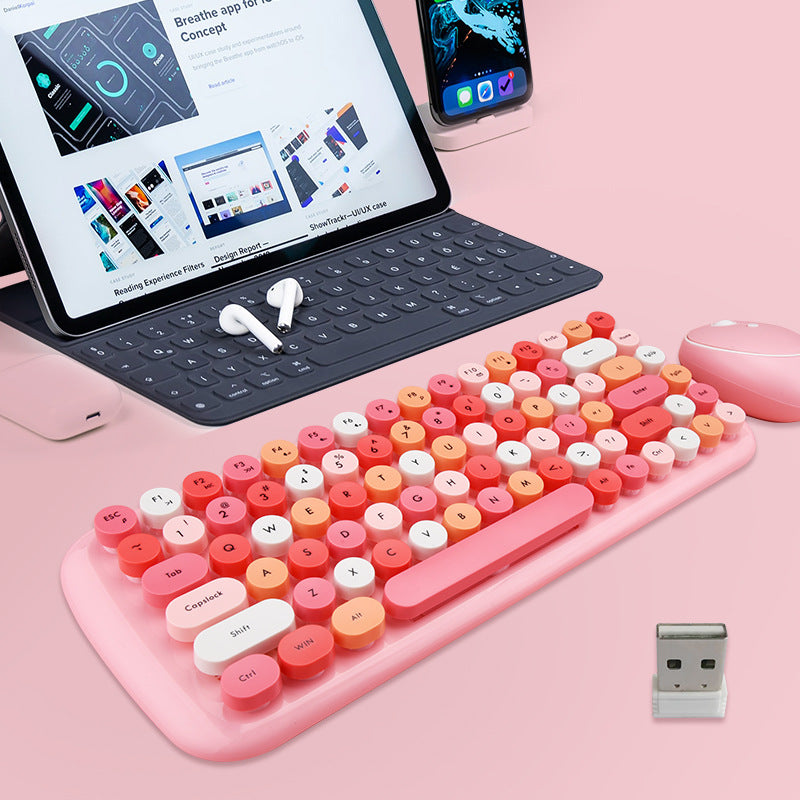 FVM1 wireless punk keyboard and mouse set avocado green girl gift box office wireless keyboard and mouse set wholesale
