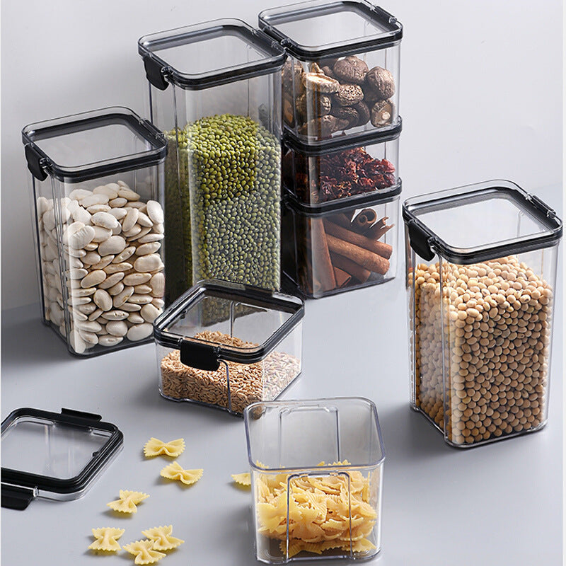 Kitchen snap-seal jars, household food-grade storage containers, transparent medicinal herb plastic airtight boxes, spice storage boxes