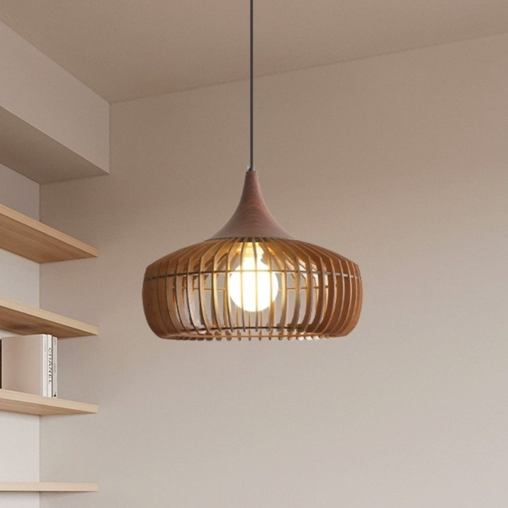 Log wind restaurant chandelier Japanese-style simple medieval wabi-sabi wind personalized retro walnut color dining table bar lighting