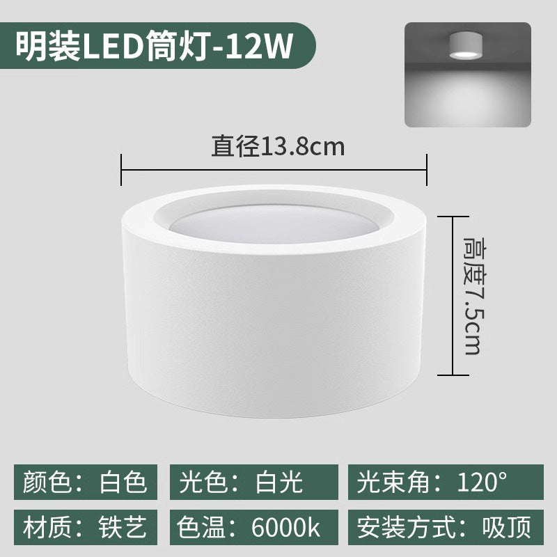 Round surface-mounted downlight, no need to open holes, ceiling-mounted living room clothing store lamp, entrance background corridor aisle led ceiling lamp
