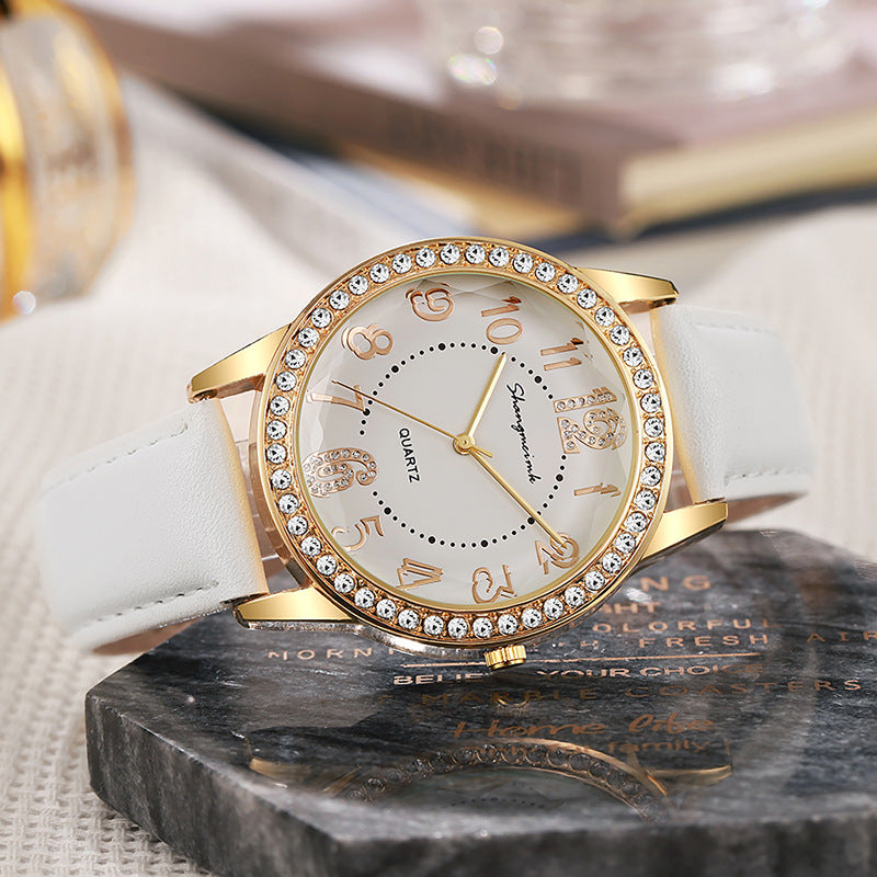 New arrivalpopular diamond-encrusted watch cross-border women's belt women's watch quartz watch manufacturer wholesale dropshipping watches