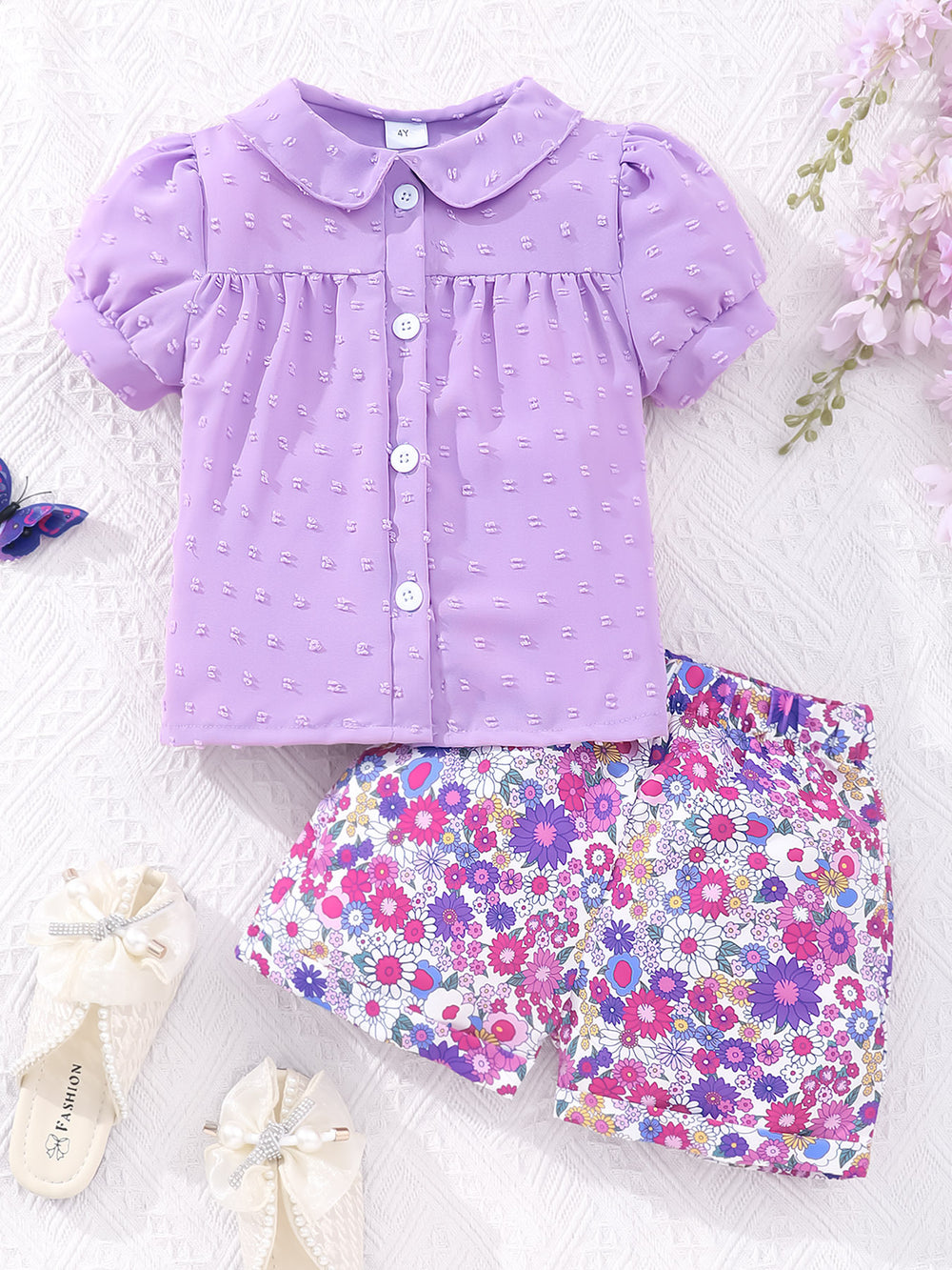 Kids' short-sleeve polo shirt & printed shorts set