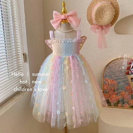 Girls' dresses  summer collection: kids' formal dresses, sundresses, princess dresses, baby dreamy fairy dresses with butterfly and rainbow accents