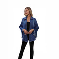 European and american style women's denim jacket -  cross-border autumn/winter fashion loose fit turn-down collar batwing sleeve jacket