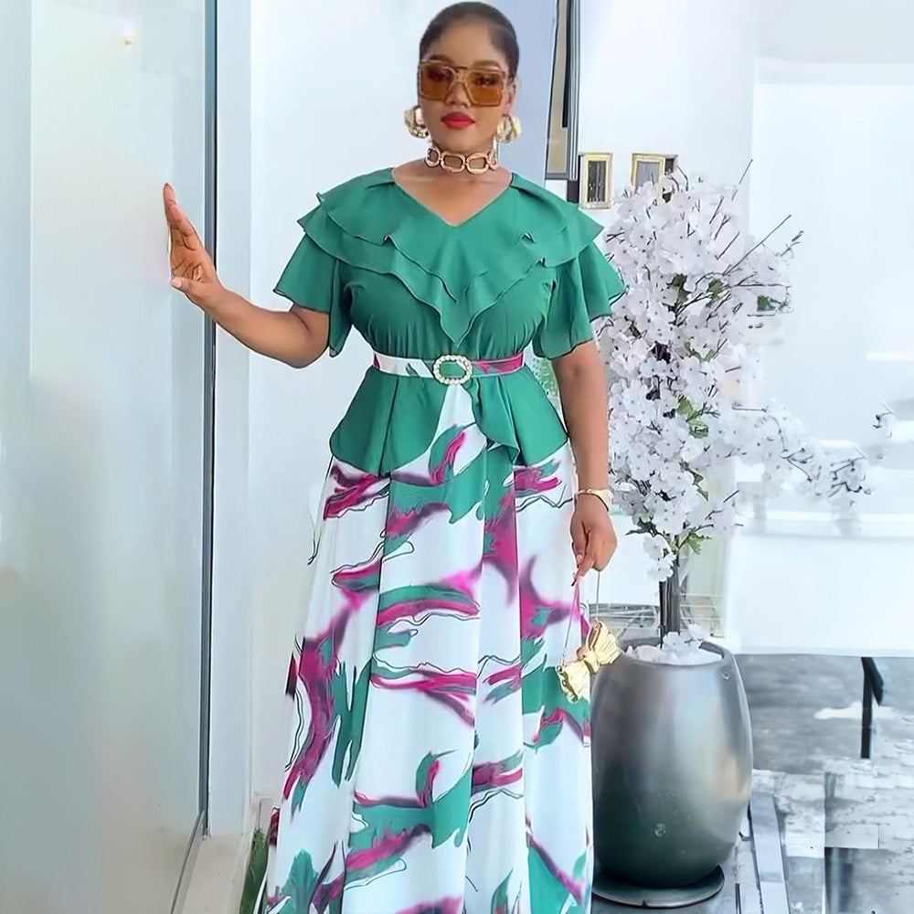 African cross-border women's spring/summer new fashion elegant african plus size maxi dress for  and