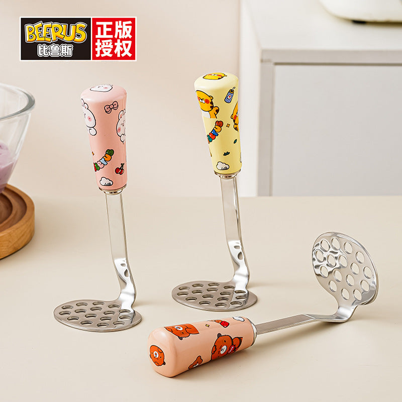household 304 stainless steel mashed potato press, mashed food supplement, mashing and rolling tool, bilus co-branded