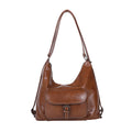retro work clothing soft leather women's bag classy large capacity shoulder bag maillard style multifunctional backpack women