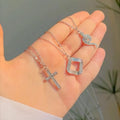 Wholesale alloy diamond-studded cross pendant necklace - european & american cross-border jewelry - women's versatile geometric necklace - animal snake pendant