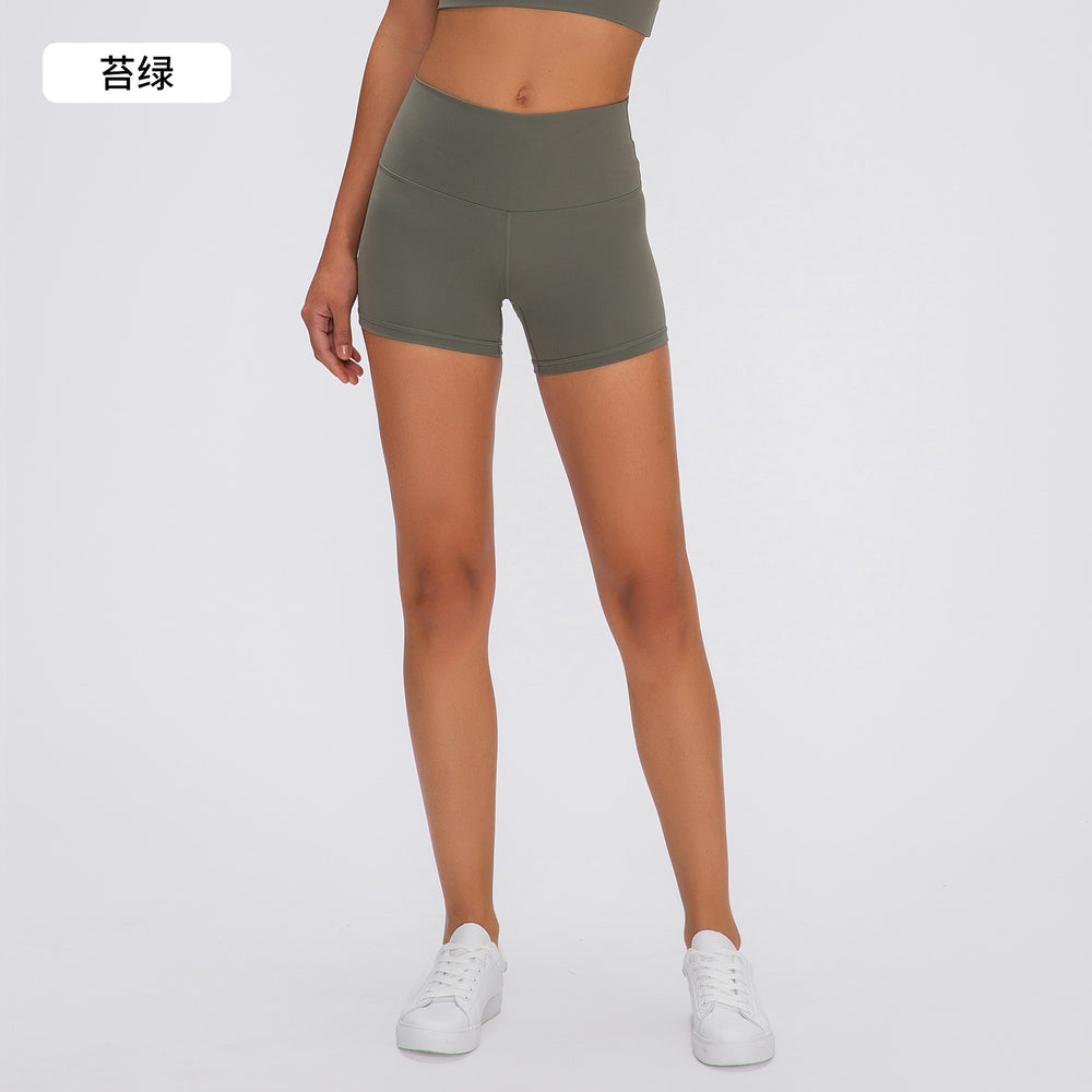 Summernew arrival double-sided brushed yoga shorts high waist hip lifting elastic silm running sports three-quarter pants for women s2037