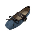 Export autumnew arrival square toe one-piece buckle flat heel shoes cross-border large size bows women's single shoes wholesale