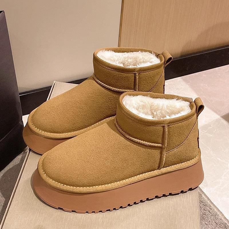 Thick sole snow boots for women 2026winternew arrivalnortheast heattech cotton shoes for women non-slipoutwearfleece-linedthickened short boots