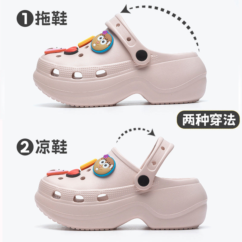 Spongebob squarepants height increasing soft sole closed-toe slippers women's summer non-slip odor-resistant student outdoor clogs women's sandals